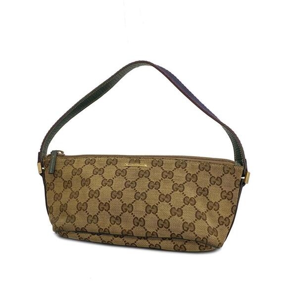 Gucci Handbags - Gucci Pouch GG Canvas Brown Gold Hardware